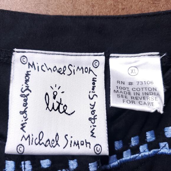 Michael Simon Christmas Cardigan Women XL Black Embroidered Snowmen Applique VTG - Picture 8 of 10